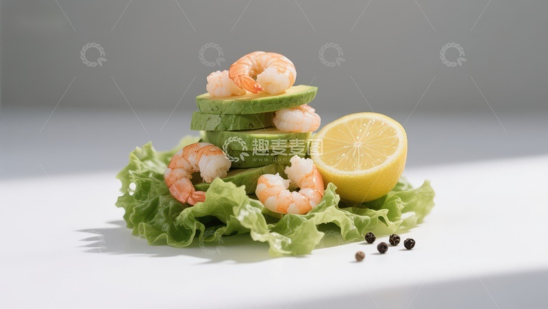 高清大图下载【趣麦麦图】虾仁牛油果柠檬沙拉