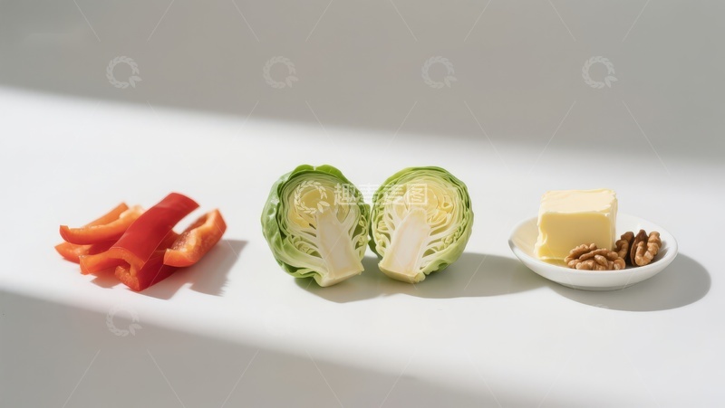 高清大图下载【趣麦麦图】切片蔬菜与坚果奶酪组合