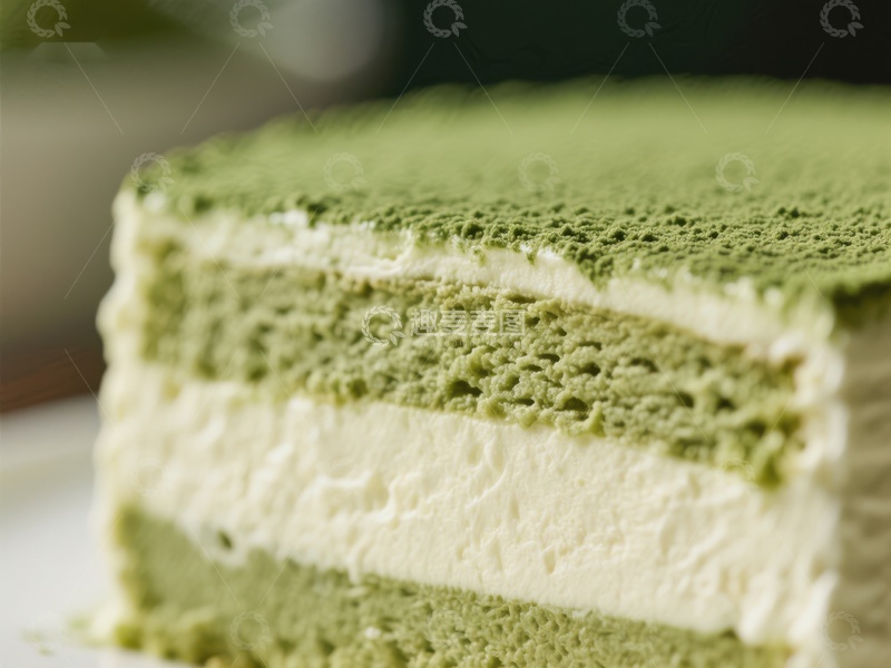 高清大图下载【趣麦麦图】-抹茶奶油蛋糕特写