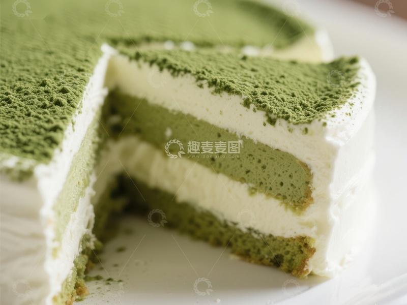 高清大图下载【趣麦麦图】-抹茶蛋糕切片展示