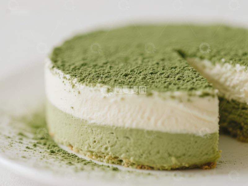 高清大图下载【趣麦麦图】-抹茶双层芝士蛋糕