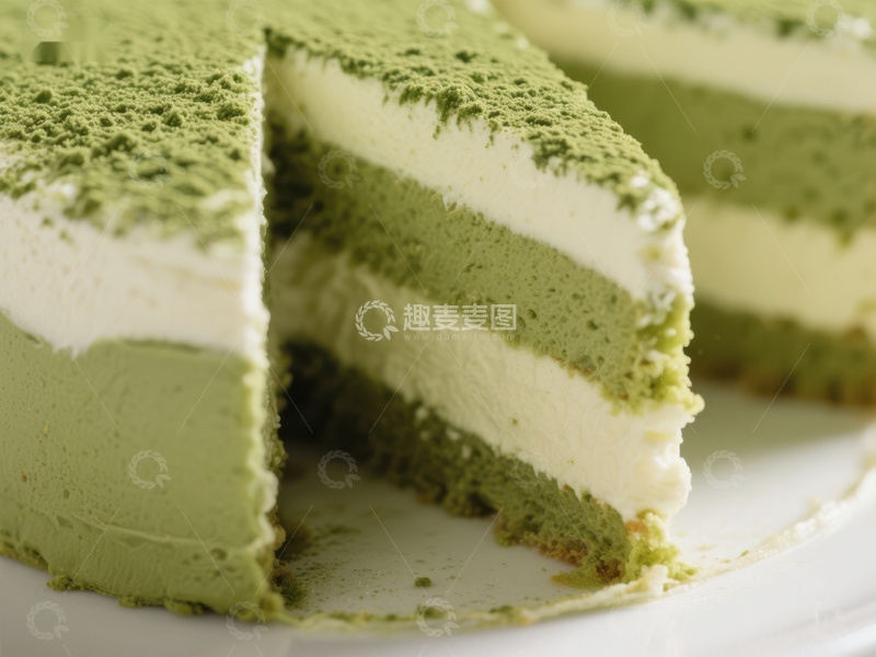 高清大图下载【趣麦麦图】抹茶奶油蛋糕切片展示