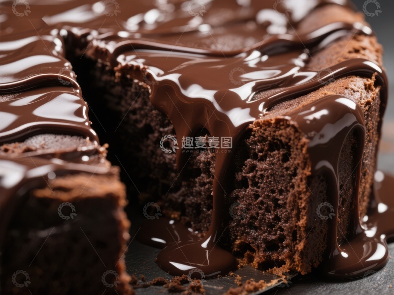 高清大图下载【趣麦麦图】浓郁巧克力蛋糕，丝滑淋面