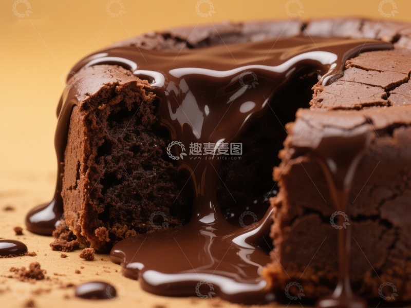 高清大图下载【趣麦麦图】浓郁巧克力蛋糕，熔岩般流淌