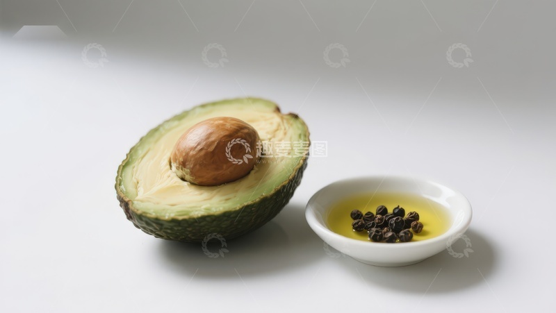 高清大图下载【趣麦麦图】切开的牛油果与香料油