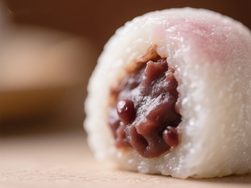 红豆馅糯米团特写