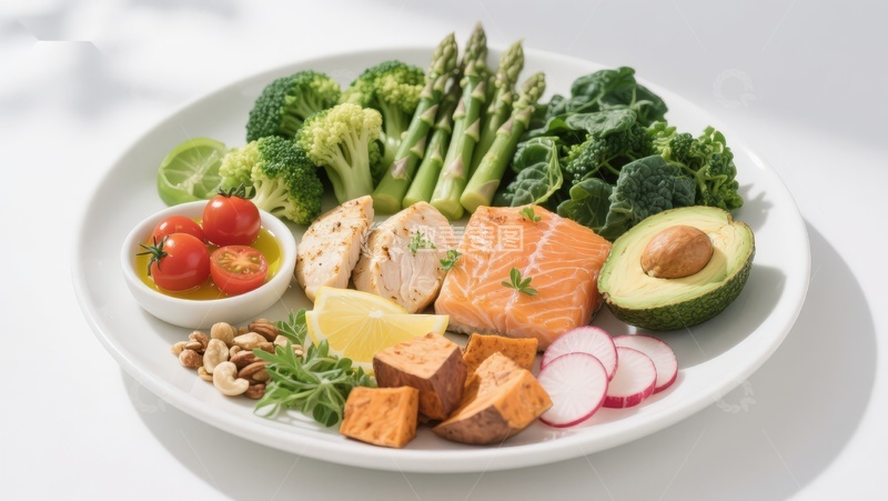 高清大图下载【趣麦麦图】健康餐盘搭配新鲜食材