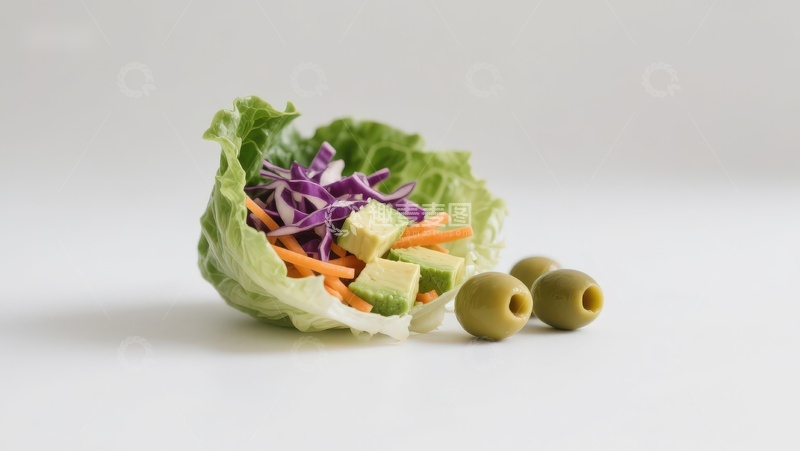 高清大图下载【趣麦麦图】生菜包裹蔬菜沙拉
