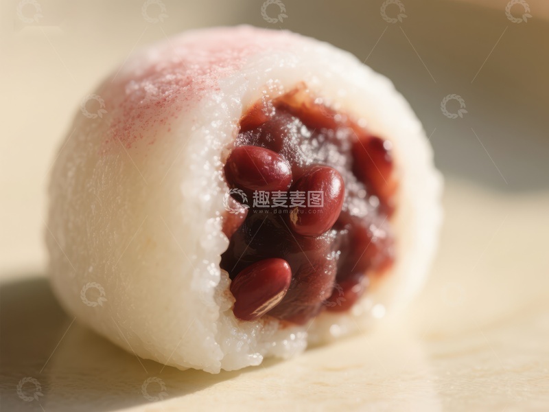 高清大图下载【趣麦麦图】红豆馅糯米团特写