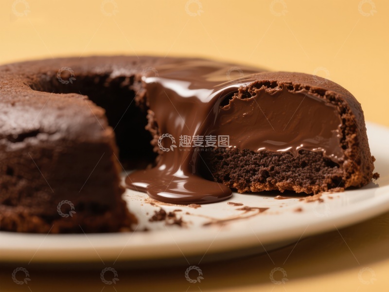 高清大图下载【趣麦麦图】巧克力熔岩蛋糕，浓郁流心