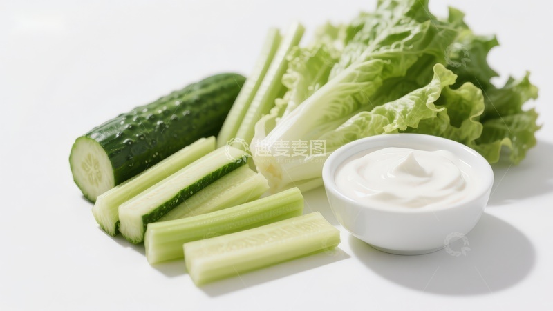 高清大图下载【趣麦麦图】新鲜蔬菜与酸奶酱摆拍