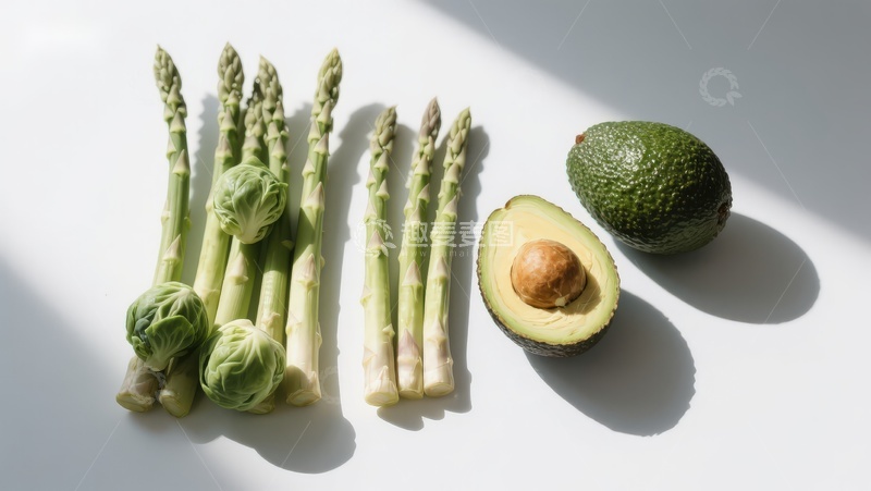 高清大图下载【趣麦麦图】芦笋与牛油果静物摆拍