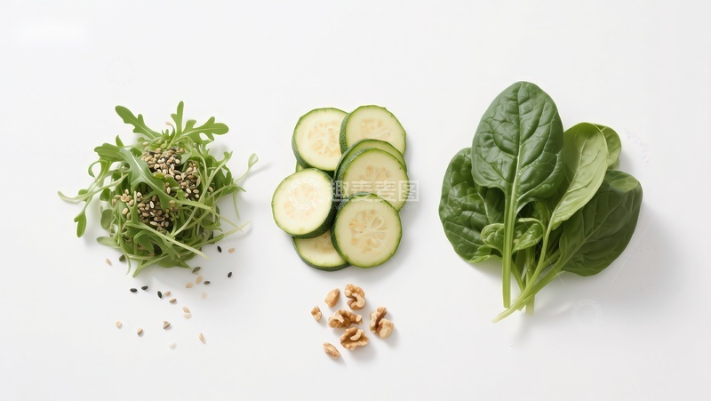 高清大图下载【趣麦麦图】新鲜蔬菜与坚果食材展示