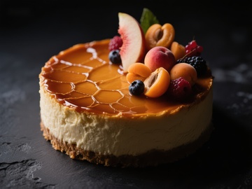 水果装饰焦糖芝士蛋糕