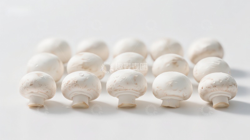 高清大图下载【趣麦麦图】白色蘑菇排列特写