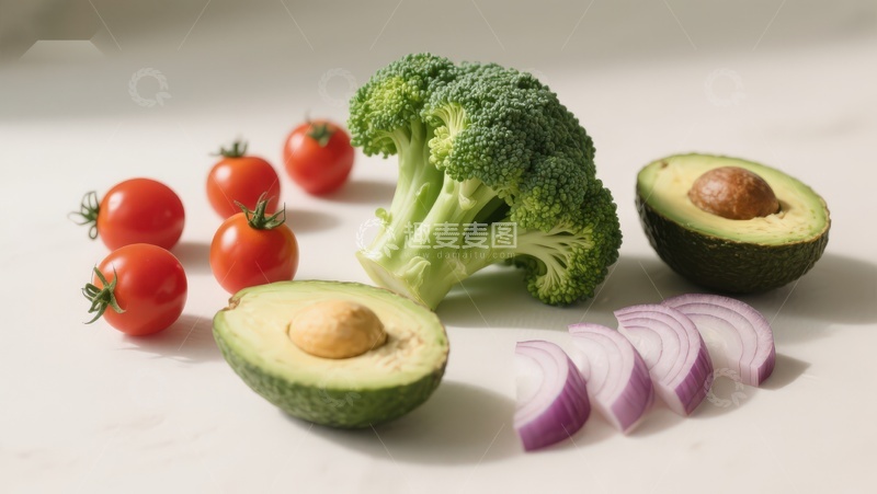 高清大图下载【趣麦麦图】新鲜蔬菜与牛油果摆拍