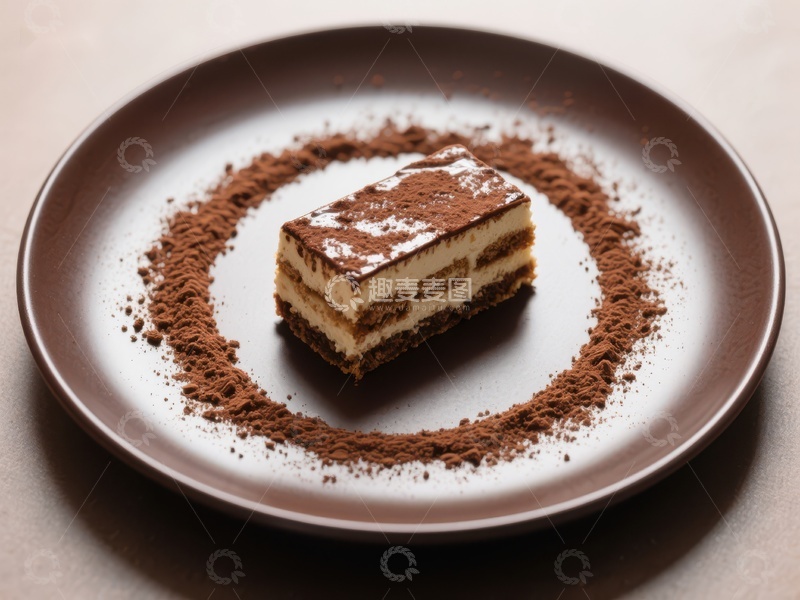 高清大图下载【趣麦麦图】提拉米苏蛋糕配可可粉装饰