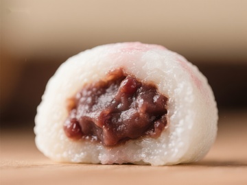 红豆馅糯米团特写