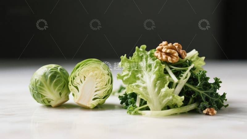 高清大图下载【趣麦麦图】新鲜蔬菜与坚果静物展示