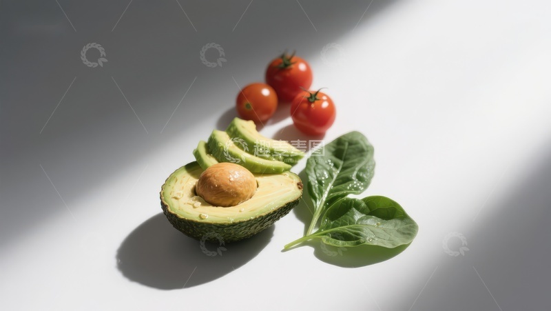 高清大图下载【趣麦麦图】牛油果切片与樱桃番茄静物