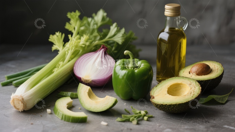 高清大图下载【趣麦麦图】新鲜蔬菜与牛油果摆拍