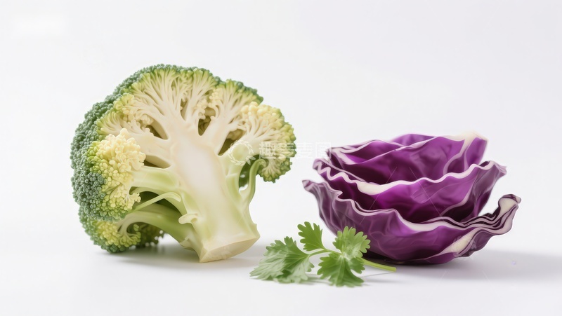 高清大图下载【趣麦麦图】西兰花与紫甘蓝静物展示