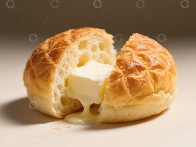 高清大图下载【趣麦麦图】黄油填充的酥皮面包