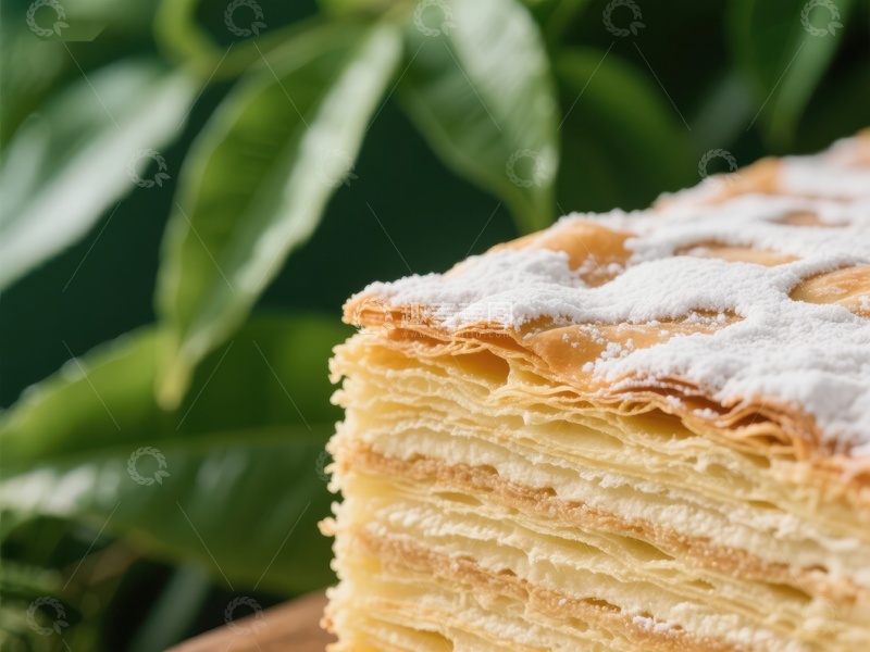 高清大图下载【趣麦麦图】层层酥皮糕点，撒上糖粉