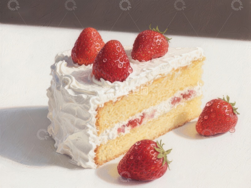 高清大图下载【趣麦麦图】草莓奶油蛋糕切片