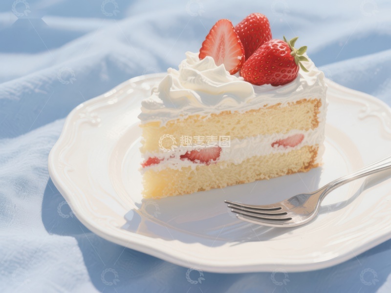高清大图下载【趣麦麦图】草莓奶油蛋糕切片
