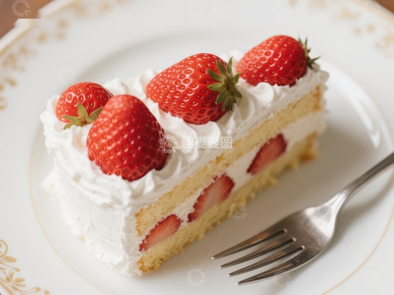 高清大图下载【趣麦麦图】草莓奶油蛋糕切片