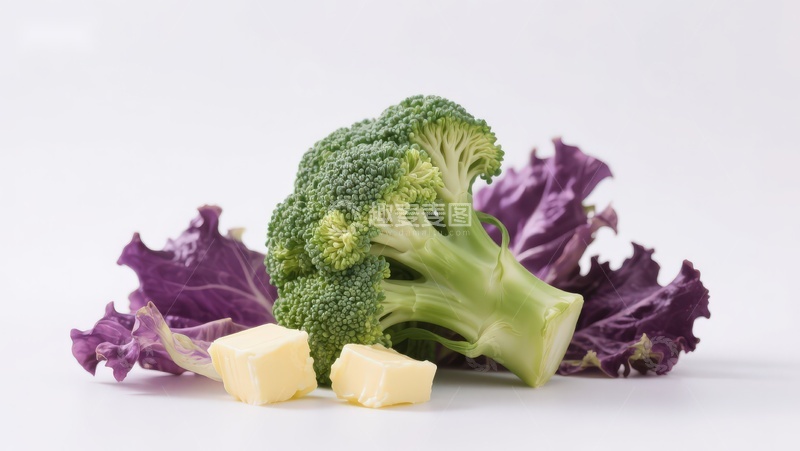 高清大图下载【趣麦麦图】西兰花与紫甘蓝配黄油