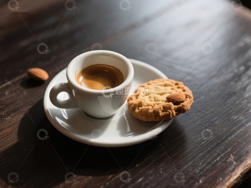 高清大图下载【趣麦麦图】咖啡与饼干的静谧时光