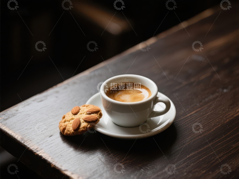 高清大图下载【趣麦麦图】咖啡与杏仁饼干的静谧时光