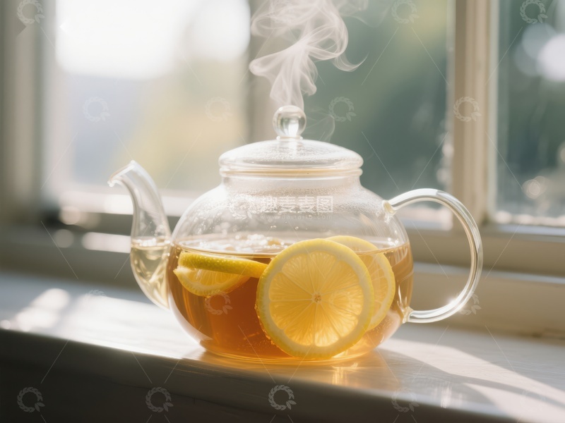 高清大图下载【趣麦麦图】窗边热腾柠檬茶