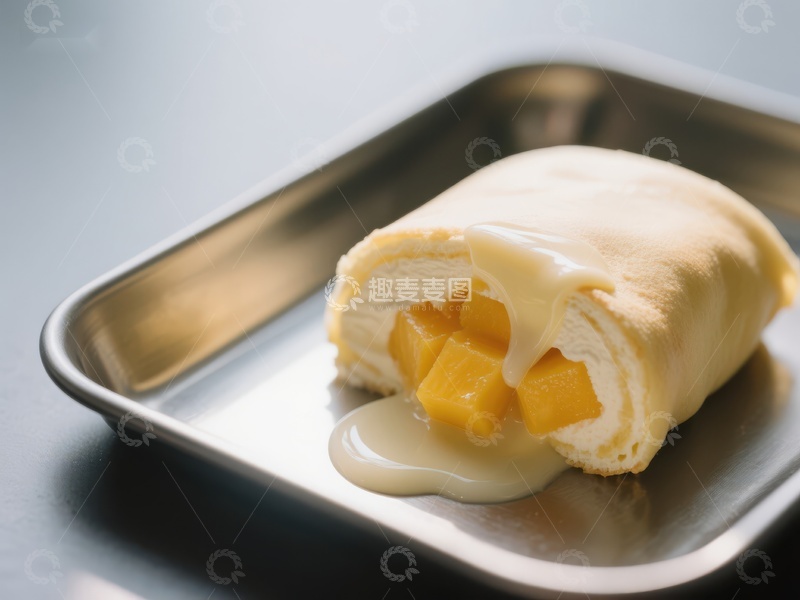 高清大图下载【趣麦麦图】芒果奶油蛋糕卷