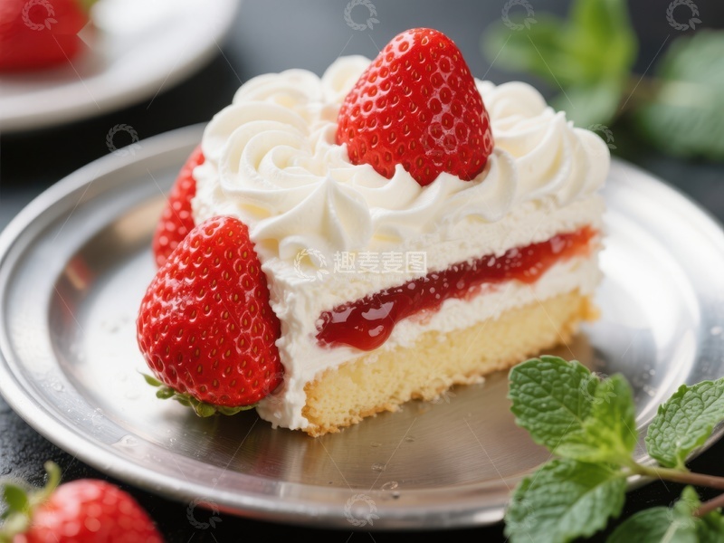 高清大图下载【趣麦麦图】草莓奶油蛋糕切片