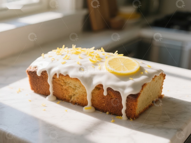 高清大图下载【趣麦麦图】柠檬蛋糕配糖霜和柠檬片