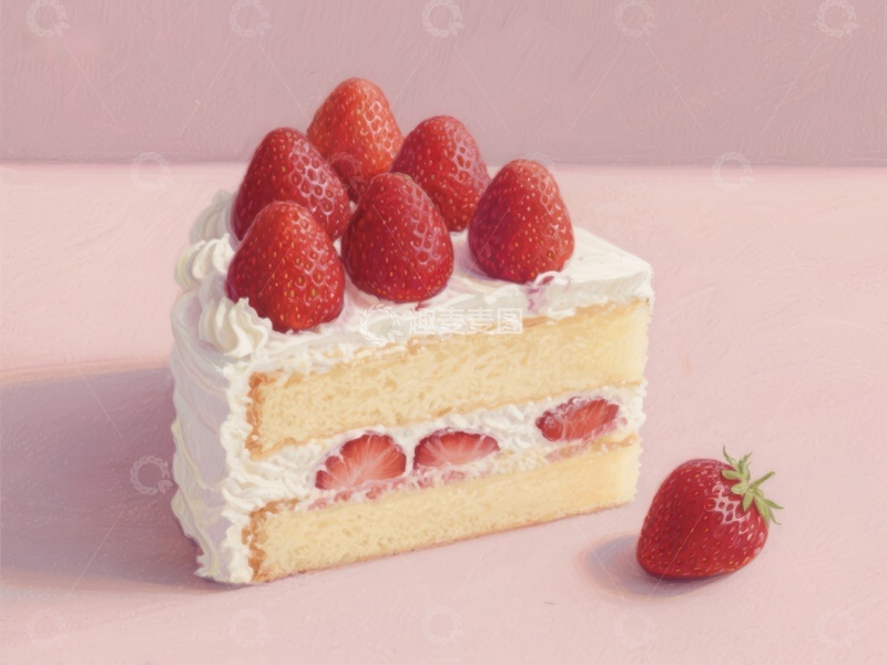 高清大图下载【趣麦麦图】草莓奶油蛋糕切片