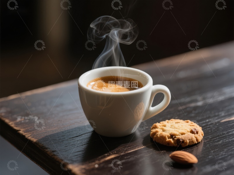 高清大图下载【趣麦麦图】热气腾腾的咖啡与饼干