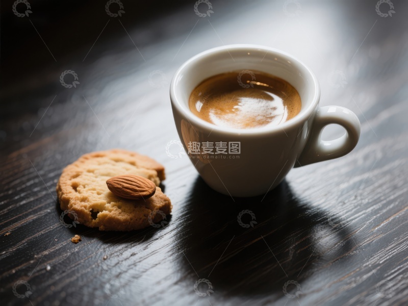 高清大图下载【趣麦麦图】咖啡杯与杏仁饼干的静谧时光