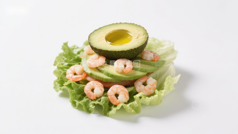 高清大图下载【趣麦麦图】虾仁牛油果生菜沙拉