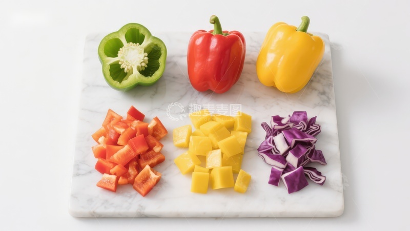 高清大图下载【趣麦麦图】切好的彩椒与洋葱摆盘