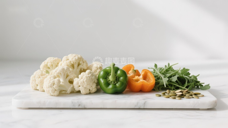 高清大图下载【趣麦麦图】新鲜蔬菜与香草摆盘