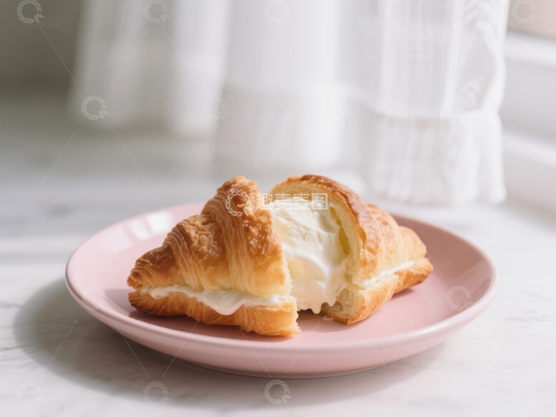 高清大图下载【趣麦麦图】奶油夹心羊角面包