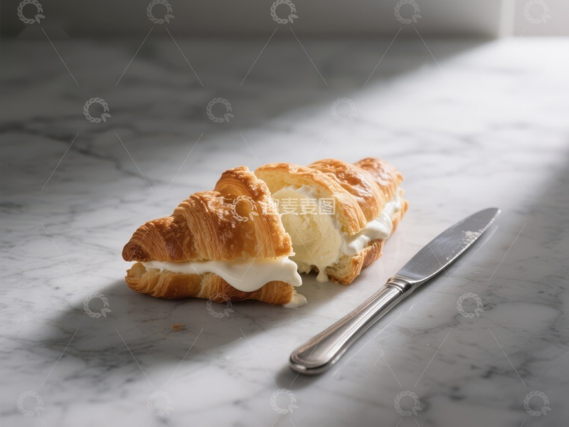 高清大图下载【趣麦麦图】奶油夹心羊角面包
