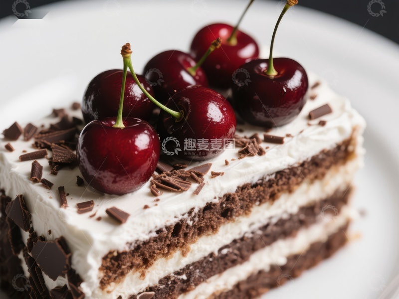高清大图下载【趣麦麦图】樱桃巧克力蛋糕特写