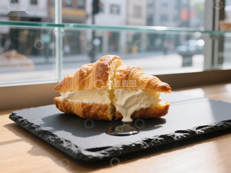 高清大图下载【趣麦麦图】奶油夹心羊角面包