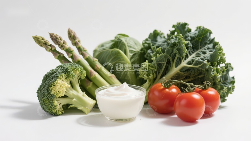 高清大图下载【趣麦麦图】新鲜蔬菜与酸奶摆拍