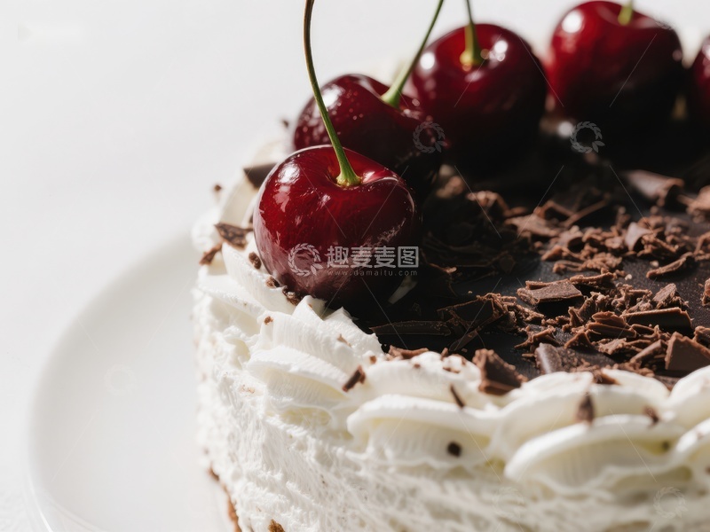 高清大图下载【趣麦麦图】樱桃巧克力奶油蛋糕